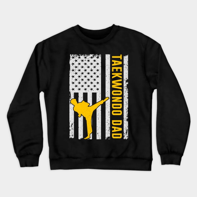 USA Taekwondo Dad American Flag Fathers Day Gift Crewneck Sweatshirt by kateeleone97023